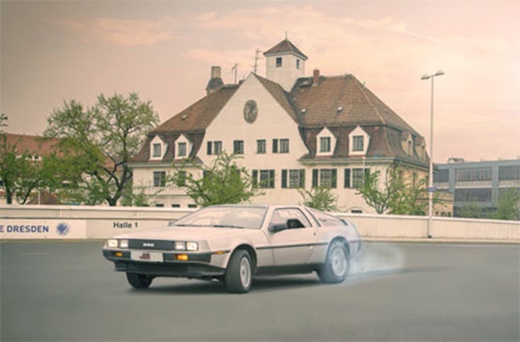 DeLorean Rundfahrt durch Dresden